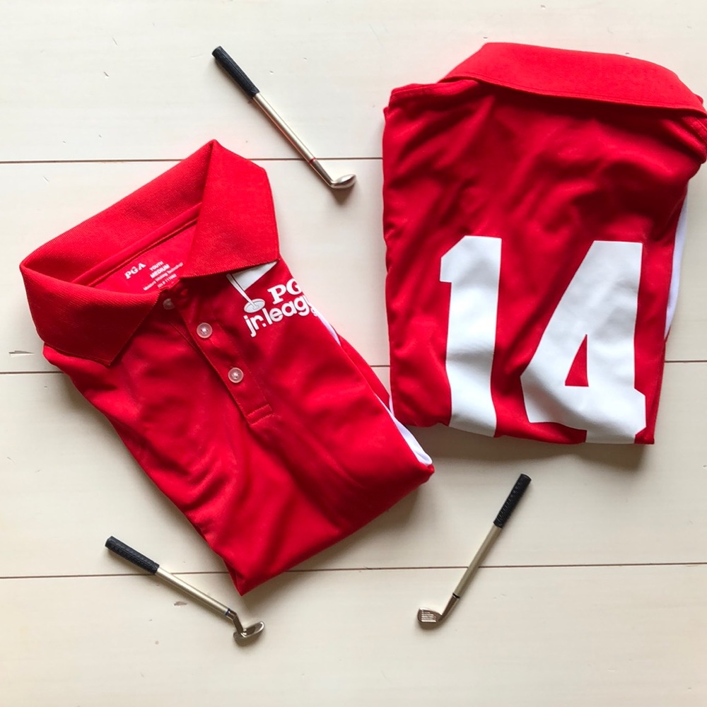 Red Unisex JR PGA Golf Polo Bundle